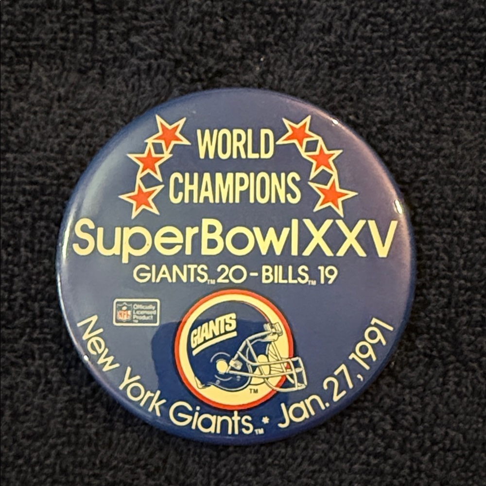 Vintage New York Giants Super Bowl XXV Button